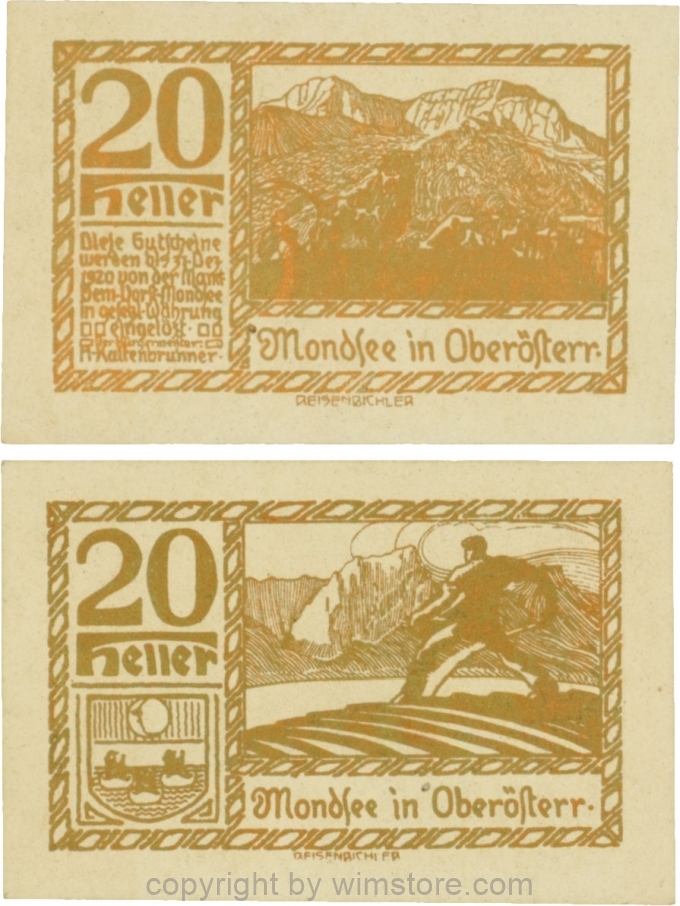 sn109538 Mondsee, G0626q, 20 Heller, Druck gold; 1-