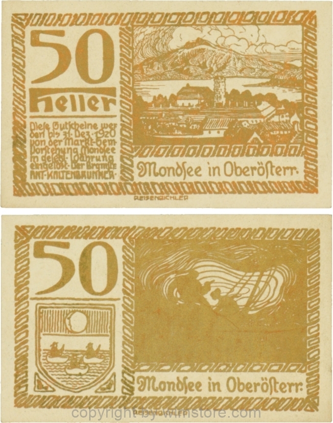 sn109540 Mondsee, G0626q, 50 Heller, Druck gold; 2