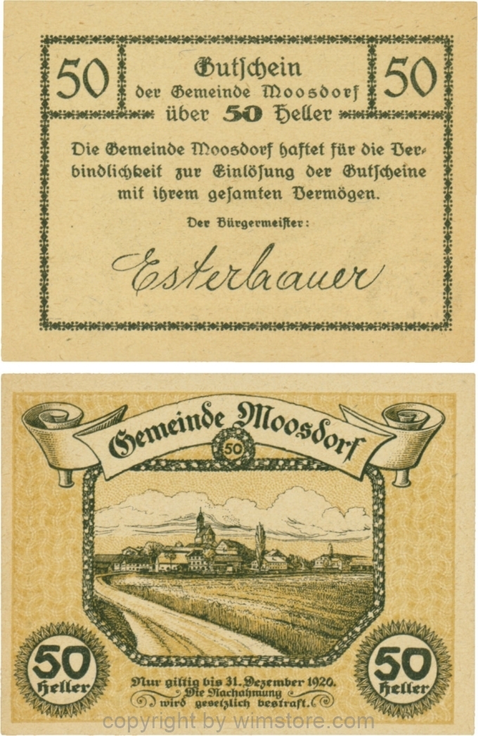 sn109565 Moosdorf, G0628Ab, 50 Heller, Unterdruck braun; 1