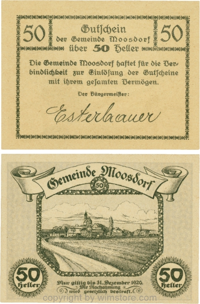 sn109573 Moosdorf, G0628Ac, 50 Heller, Unterdruck grau; 1
