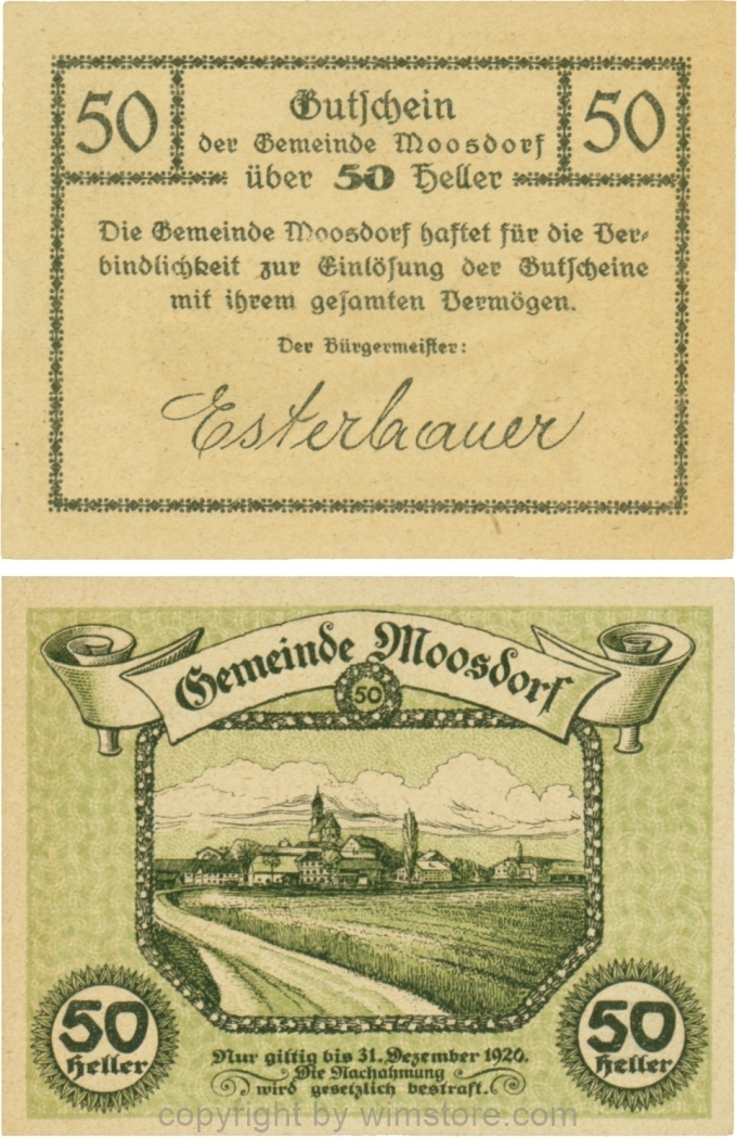 sn109579 Moosdorf, G0628Ad, 50 Heller, Unterdruck grün; 1