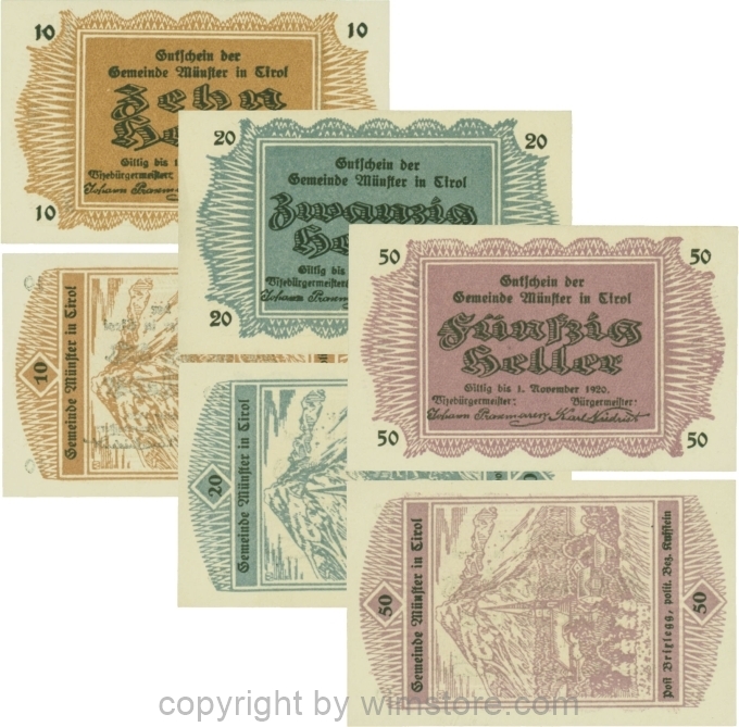 Münster, G0635I, Serie 10, 20 und 50 Heller; 1-