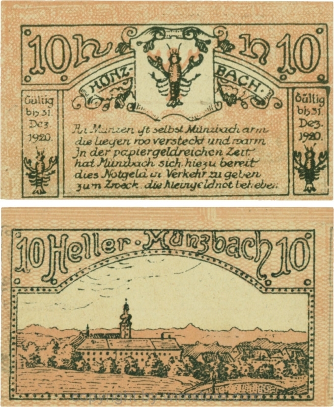 Münzbach, G0636Id, 10 Heller, rosa; 1