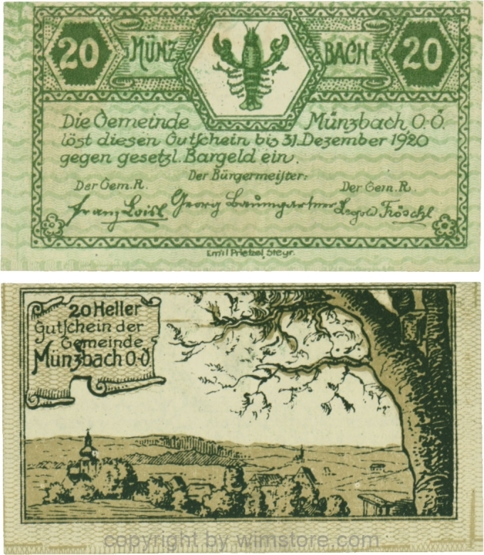 Münzbach, G0636Ig, 20 Heller, braun; 1