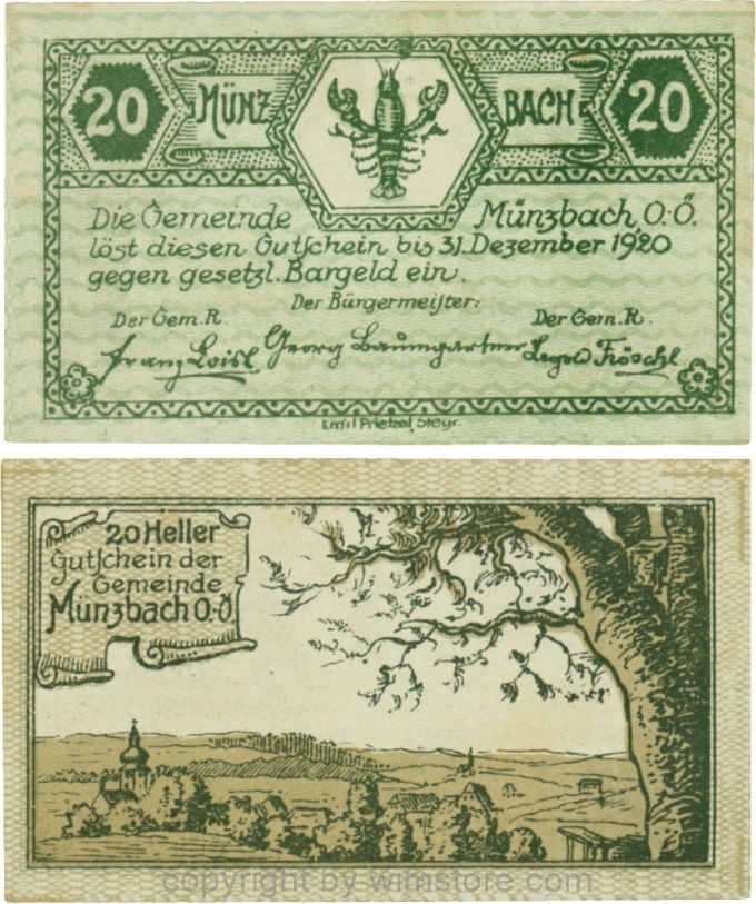 Münzbach, G0636Ig, 20 Heller, braun; 1-