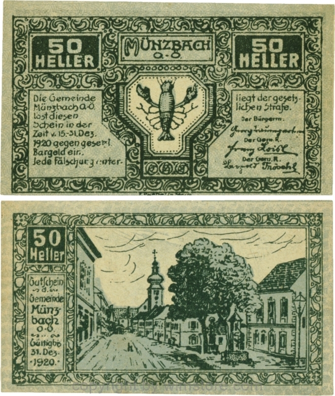 Münzbach, G0636Ih, 50 Heller, blau; 1-