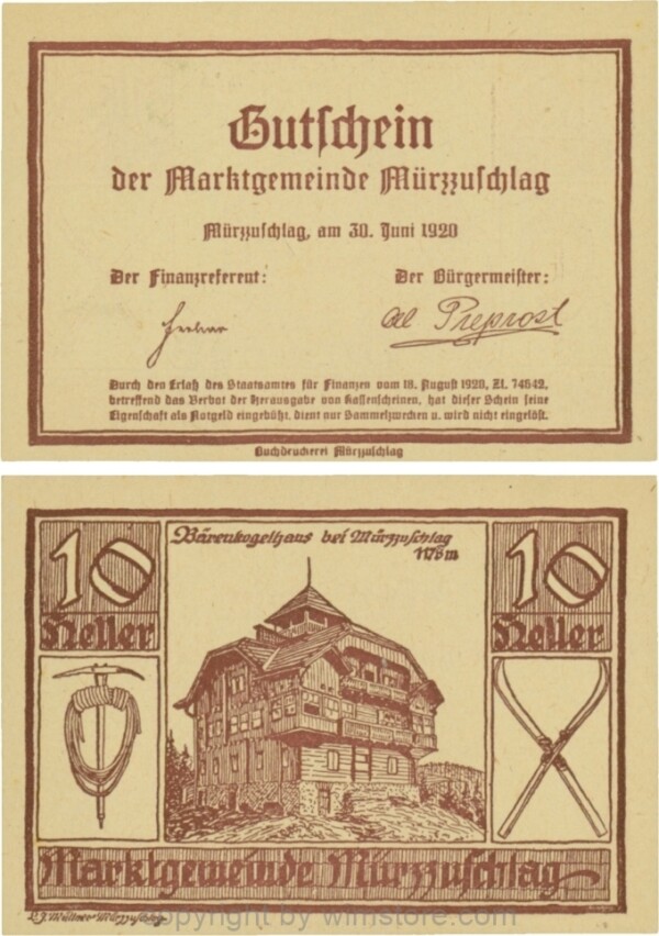 Mürzzuschlag, G0639c, 10 Heller, Nichteinlösungsklausel; 1-