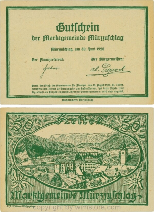 Mürzzuschlag, G0639c, 50 Heller, Nichteinlösungsklausel; 1-