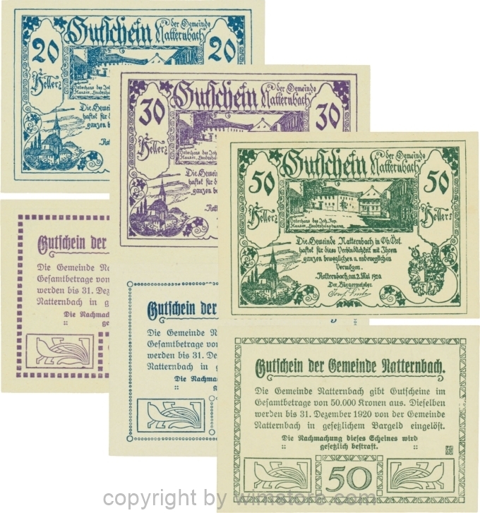 Natternbach, G0643Ia, Serie 20, 30 und 50 Heller; 1