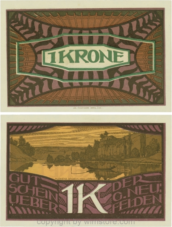 Neufelden, G0644Ia, 1 Krone, Papier weiß; 1-
