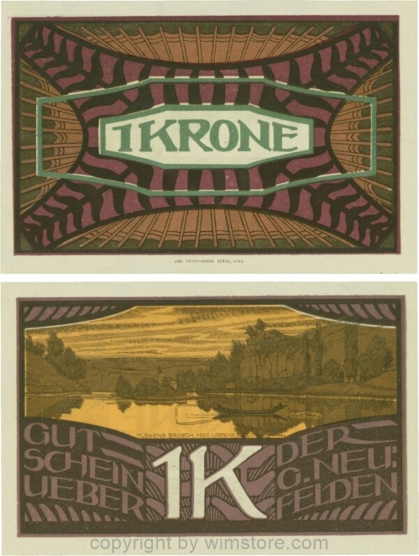 Neufelden, G0644Ia, 1 Krone, Papier weiß; 2