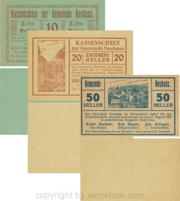 Neuhaus, G0646a, Serie 10, 20 und 50 Heller; 1