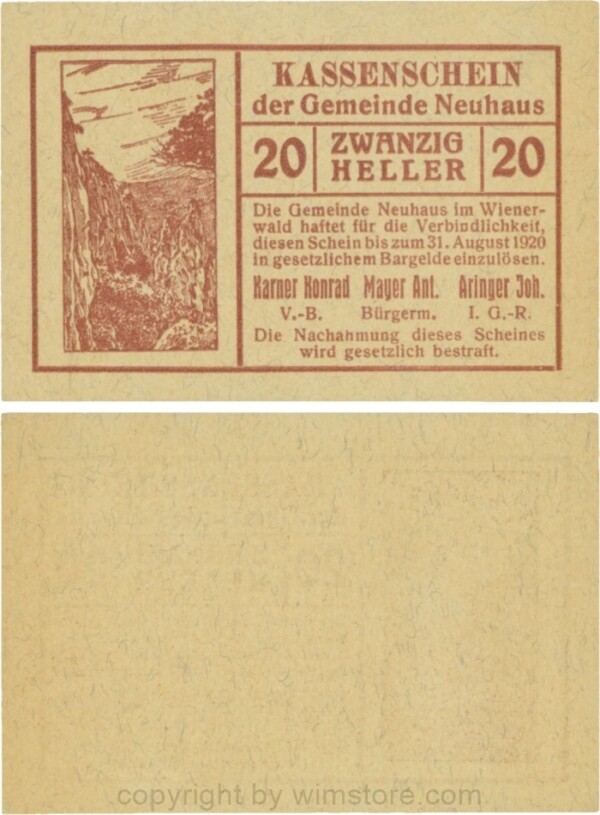 sn109756 Neuhaus, G0646a, 20 Heller; 1-
