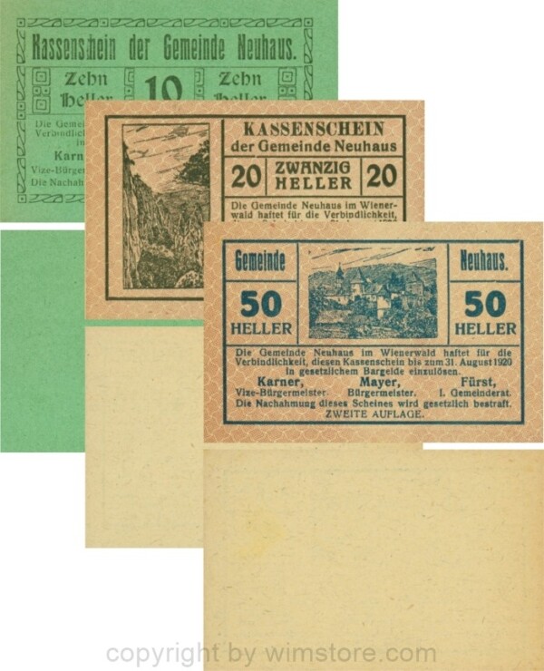 Neuhaus, G0646c, Serie 10, 20 und 50 Heller, ZWEITE AUFLAGE; 1