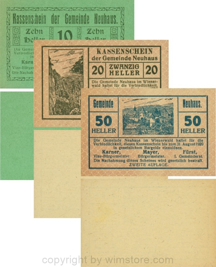 Neuhaus, G0646c, Serie 10, 20 und 50 Heller, ZWEITE AUFLAGE; 1