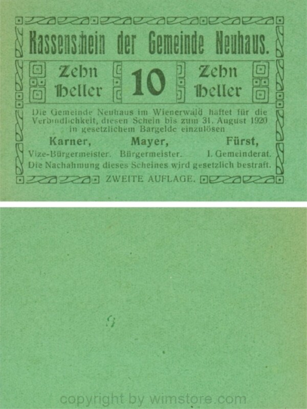 Neuhaus, G0646c, 10 Heller, ZWEITE AUFLAGE; 1