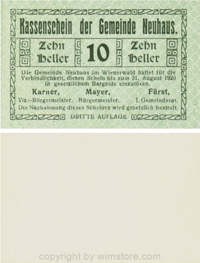 Neuhaus, G0646e, 10 Heller, DRITTE AUFLAGE; 1