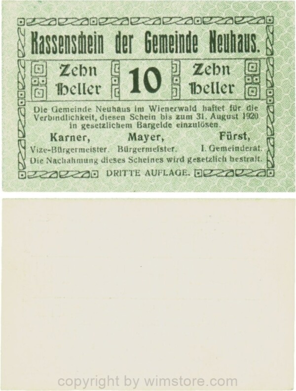 Neuhaus, G0646e, 10 Heller, DRITTE AUFLAGE; 1-