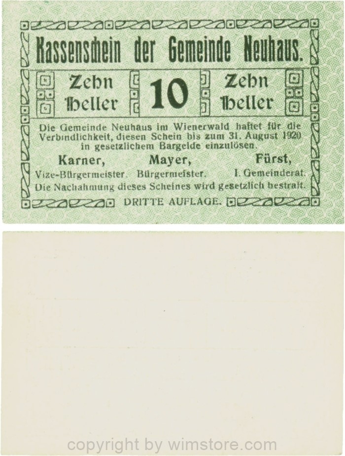 Neuhaus, G0646e, 10 Heller, DRITTE AUFLAGE; 1-