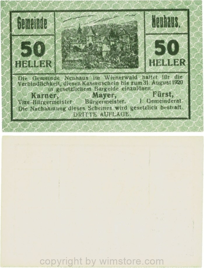 Neuhaus, G0646e, 50 Heller, DRITTE AUFLAGE; 1-
