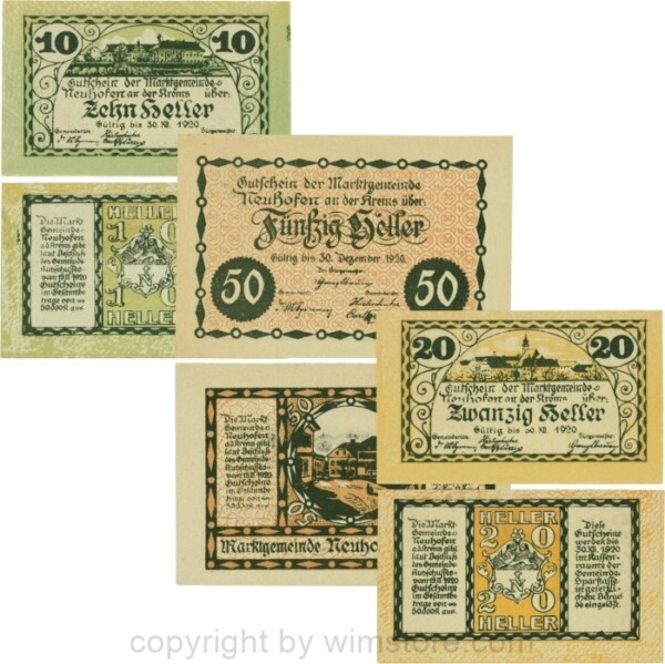 Neuhofen a.d. Krems, G0648a, Serie 10, 20 und 50 Heller; 1-