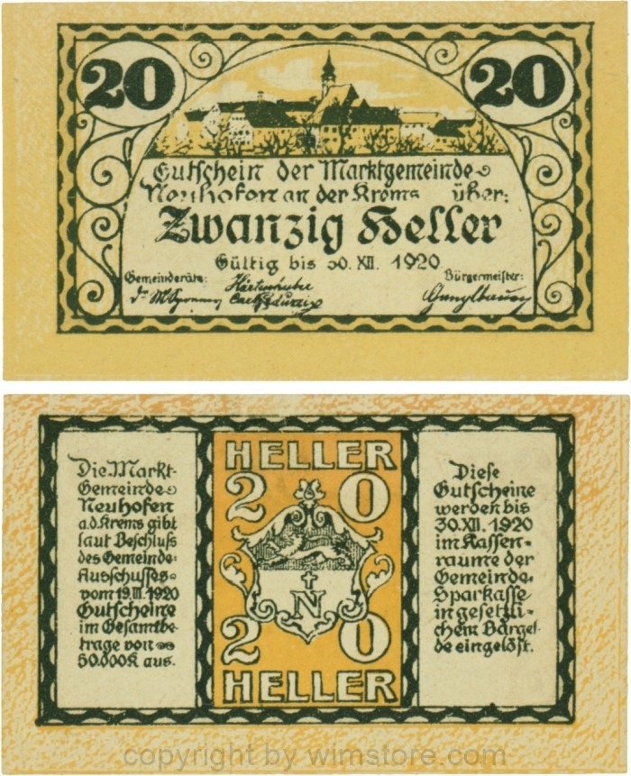 Neuhofen a.d. Krems, G0648a, 20 Heller; 1-