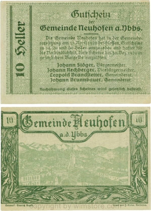 Neuhofen a.d. Ybbs - Gemeinde, G0650b, 10 Heller, Papier durchscheinend; 1-