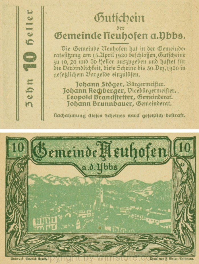 sn109813 Neuhofen a.d. Ybbs - Gemeinde, G0650e, 10 Heller; 1