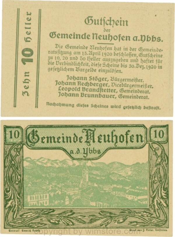 Neuhofen a.d. Ybbs - Gemeinde, G0650e, 10 Heller; 1-