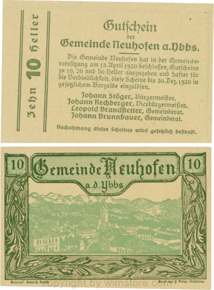 sn109817 Neuhofen a.d. Ybbs - Gemeinde, G0650e, 10 Heller; 1-