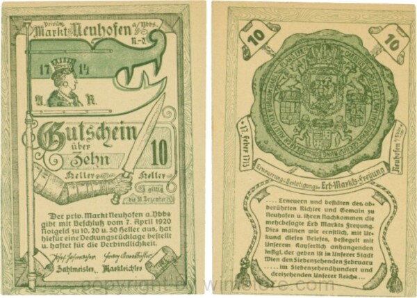 Neuhofen a.d. Ybbs - Markt, G0651a, 10 Heller, Papier dicht; 1-
