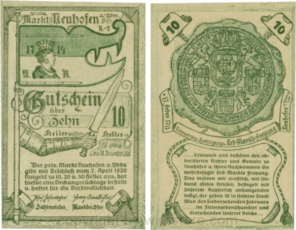 Neuhofen a.d. Ybbs - Markt, G0651b, 10 Heller, Papier durchscheinend; 1