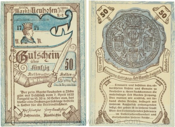 Neuhofen a.d. Ybbs - Markt, G0651b, 50 Heller, Papier durchscheinend; 1