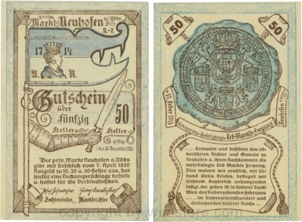 Neuhofen a.d. Ybbs - Markt, G0651b, 50 Heller, Papier durchscheinend; 1-