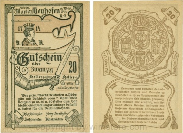 Neuhofen a.d. Ybbs - Markt, G0651c, 20 Heller, Papier dicht; 1