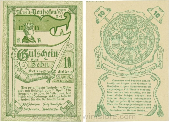 sn109834 Neuhofen a.d. Ybbs - Markt, G0651c, 10 Heller, Papier dicht; 1-