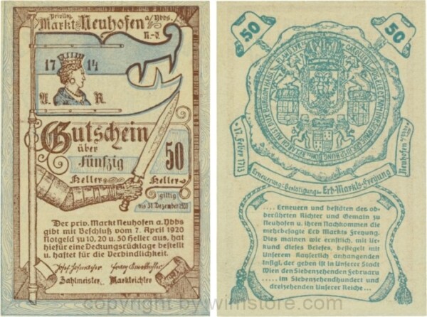 Neuhofen a.d. Ybbs - Markt, G0651d, 50 Heller, Papier durchscheinend; 1