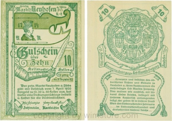 Neuhofen a.d. Ybbs - Markt, G0651d, 10 Heller, Papier durchscheinend; 1-
