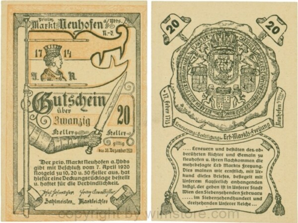 Neuhofen a.d. Ybbs - Markt, G0651e, 20 Heller; 1
