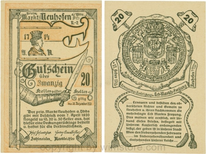 sn109843 Neuhofen a.d. Ybbs - Markt, G0651e, 20 Heller; 1