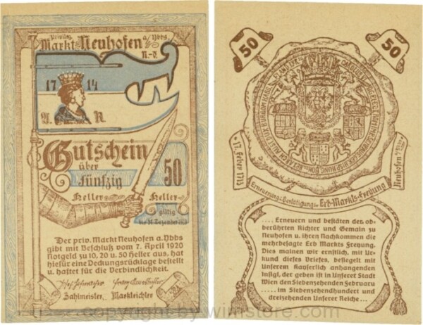 Neuhofen a.d. Ybbs - Markt, G0651e, 50 Heller; 1