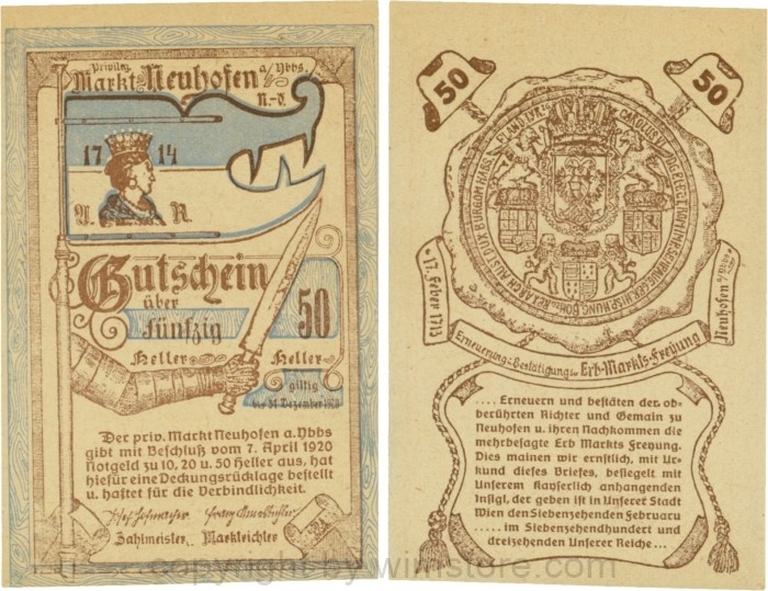 sn109844 Neuhofen a.d. Ybbs - Markt, G0651e, 50 Heller; 1