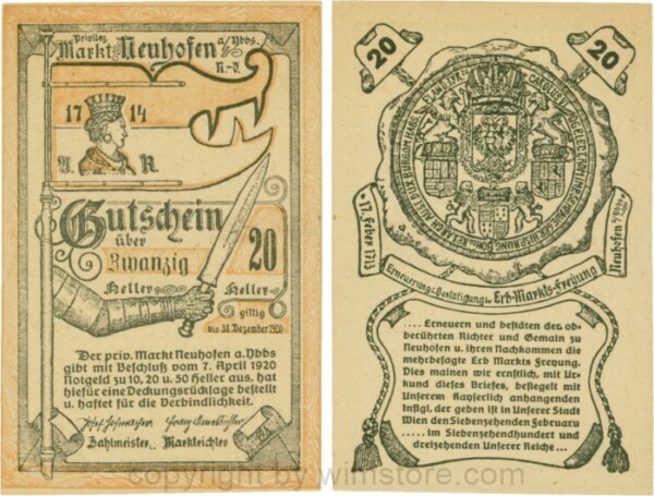 Neuhofen a.d. Ybbs - Markt, G0651e, 20 Heller; 1-