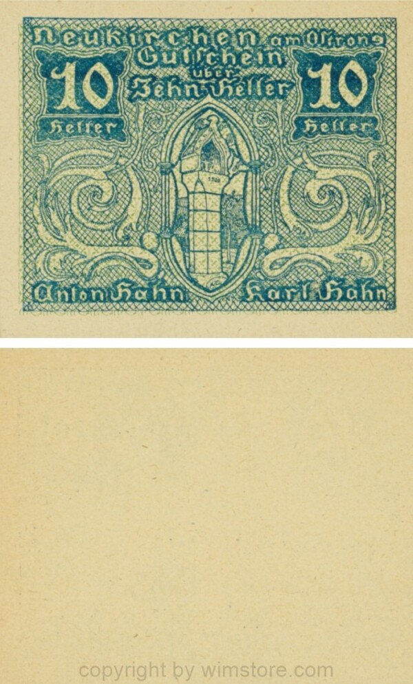 Neukirchen am Ostrong, P0654, 10 Heller, Anton und Karl Hahn; 1