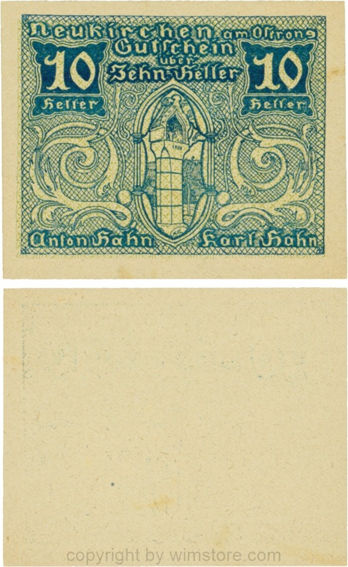 Neukirchen am Ostrong, P0654, 10 Heller, Anton und Karl Hahn; 1-