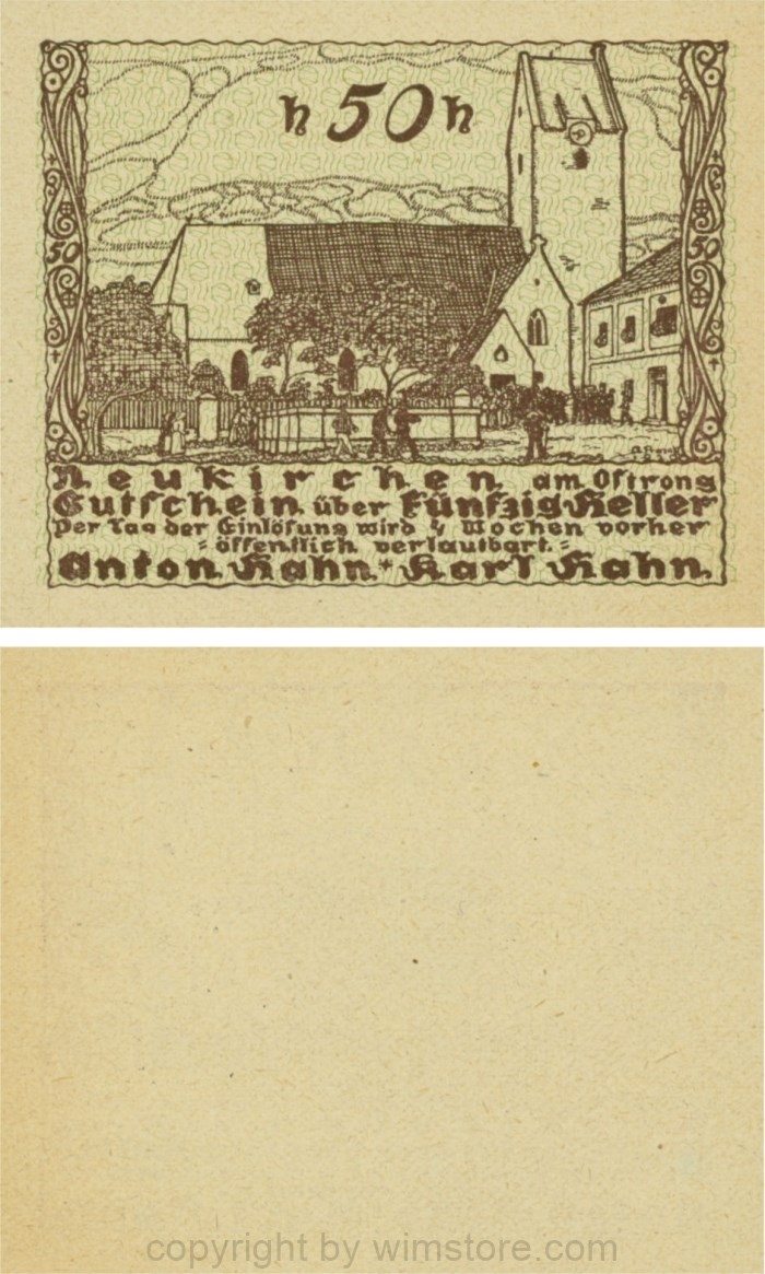 Neukirchen am Ostrong, P0654, 50 Heller, Anton und Karl Hahn; 1