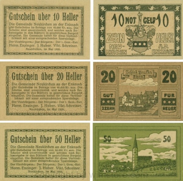 Neukirchen an der Enknach, G0656a, Serie 10, 20 und 50 Heller; 1