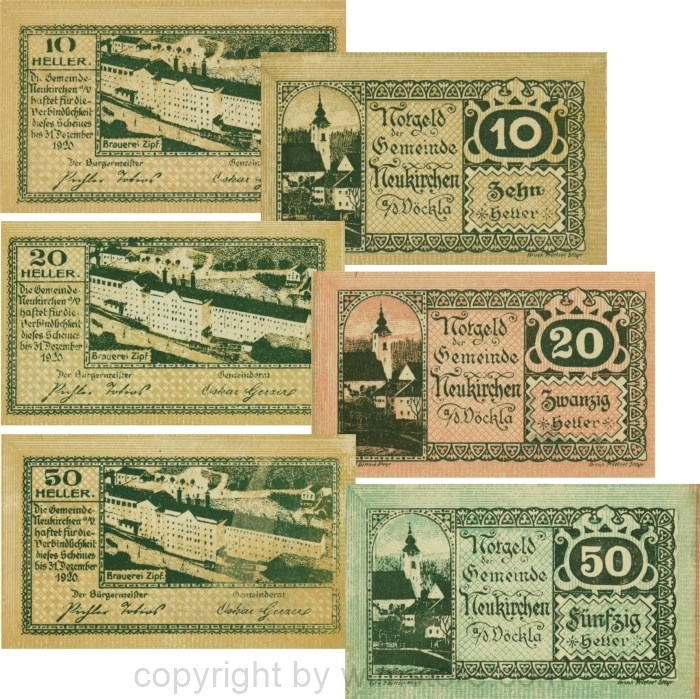 Neukirchen an der Vöckla, G0657, Serie 10, 20 und 50 Heller; 1