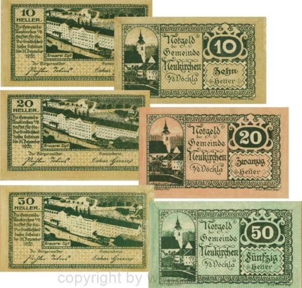 Neukirchen an der Vöckla, G0657, Serie 10, 20 und 50 Heller; 1-
