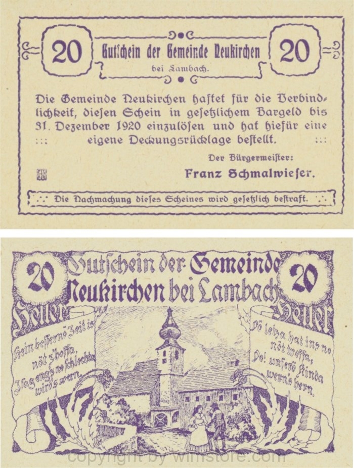 Neukirchen bei Lambach, G0658, 20 Heller; 1